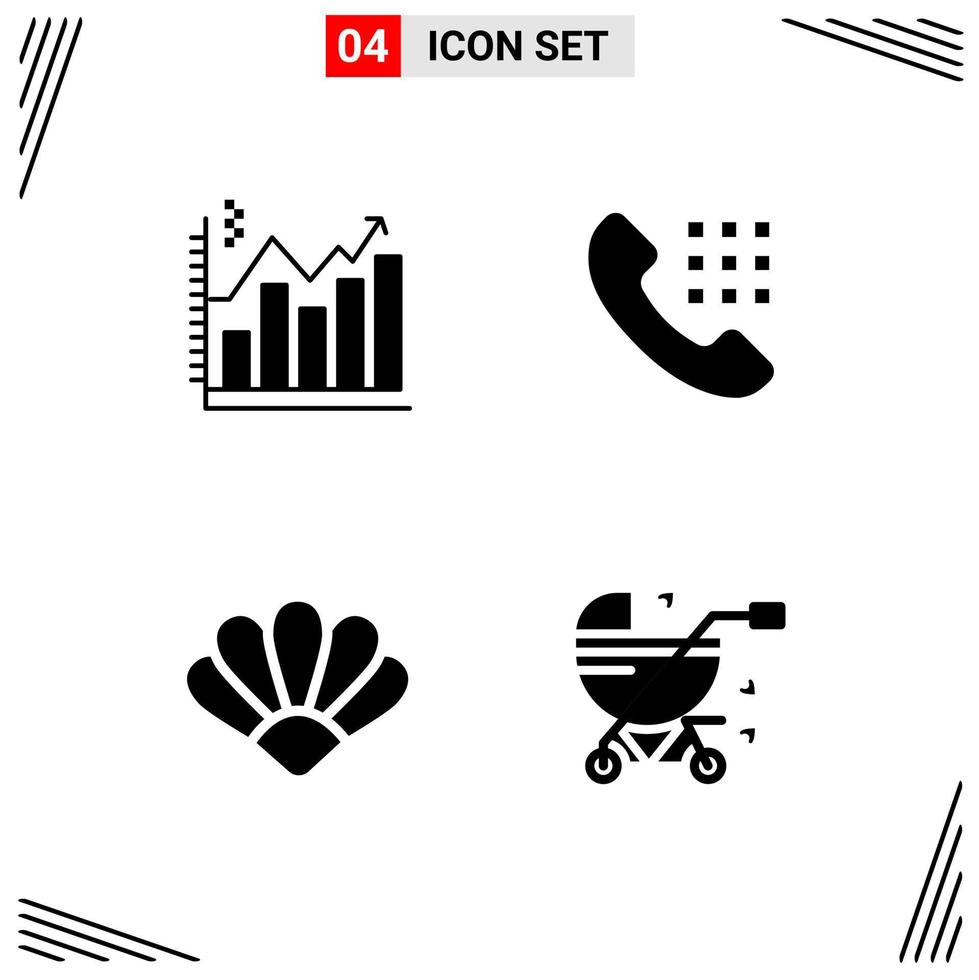 4 Icons Solid Style Grid Based Creative Glyph Symbols for Website Design Simple Solid Icon Signs Isolated on White Background 4 Icon Set vector