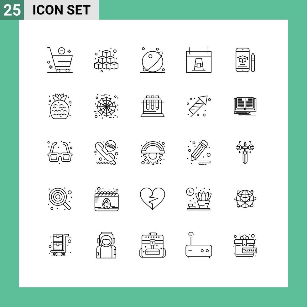 Set of 25 Vector Lines on Grid for holiday day play calendar space Editable Vector Design Elements