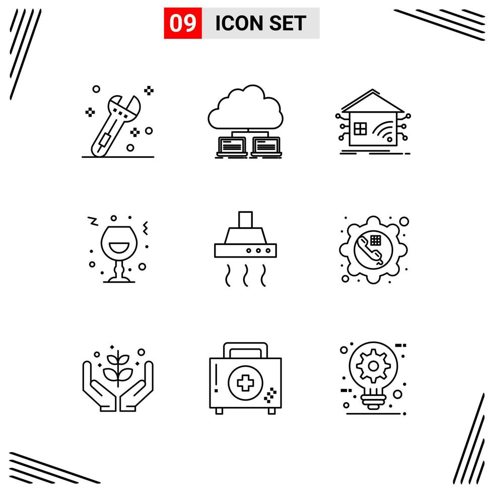 9 Icons Line Style Grid Based Creative Outline Symbols for Website Design Simple Line Icon Signs Isolated on White Background 9 Icon Set vector