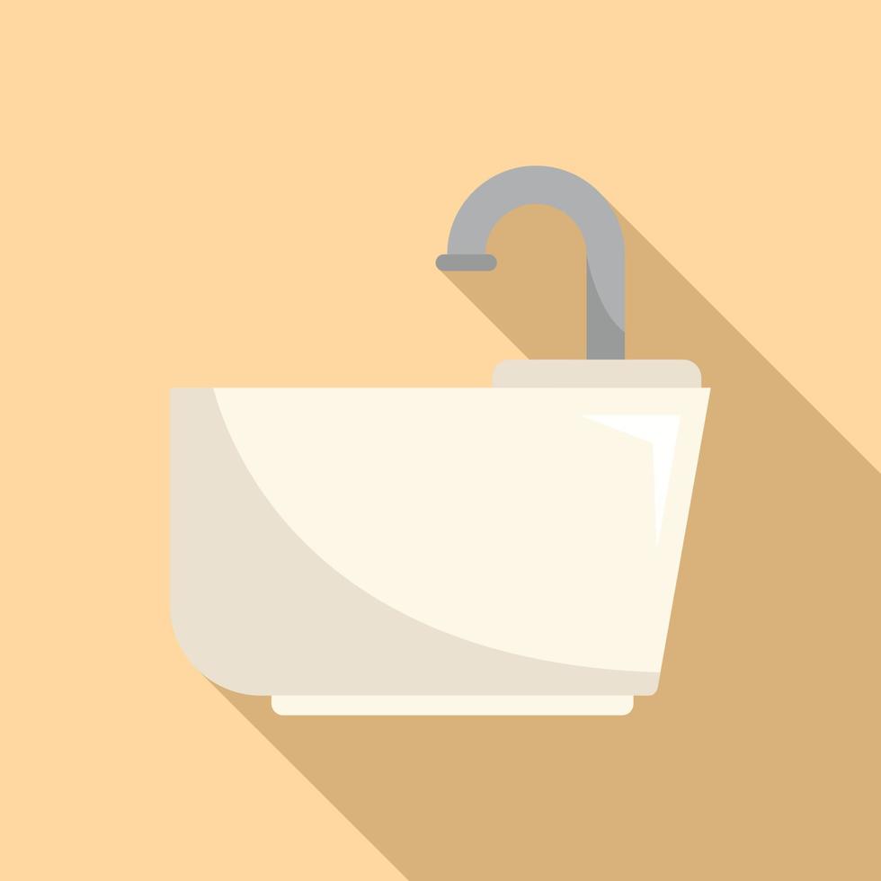 Water tap foot bath icon flat vector. Feet spa vector