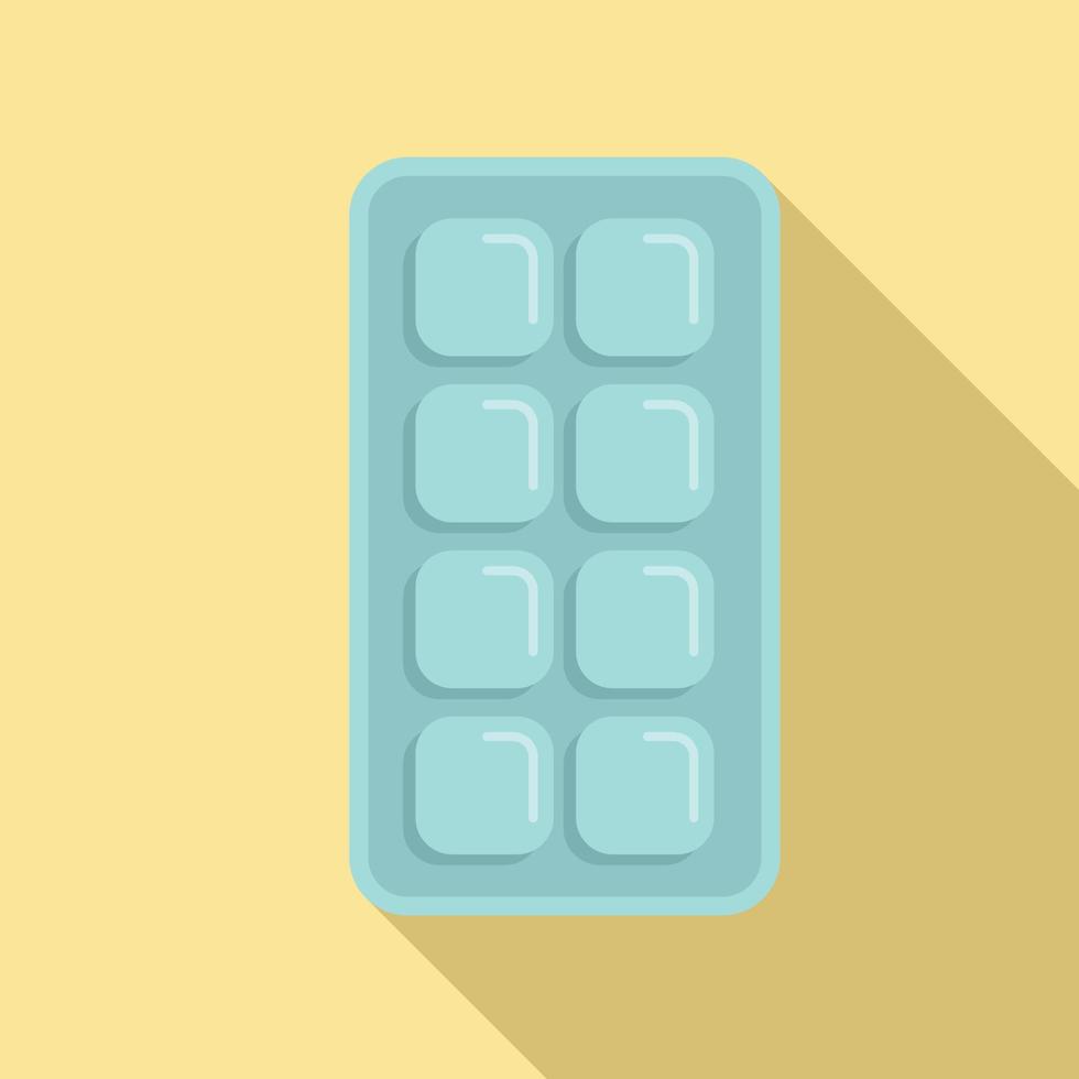 Open ice cube tray icon flat vector. Water container vector