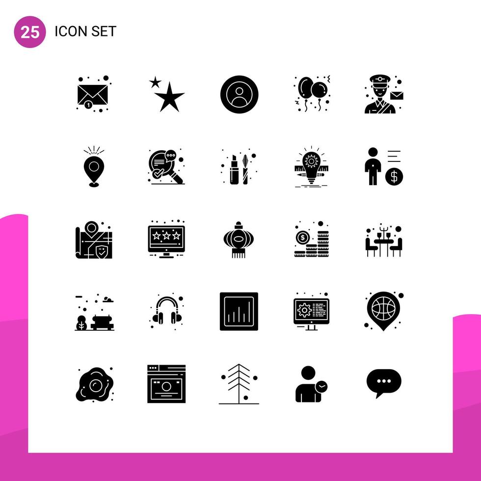 Editable Vector Line Pack of 25 Simple Solid Glyphs of man avatar people toy christmas Editable Vector Design Elements