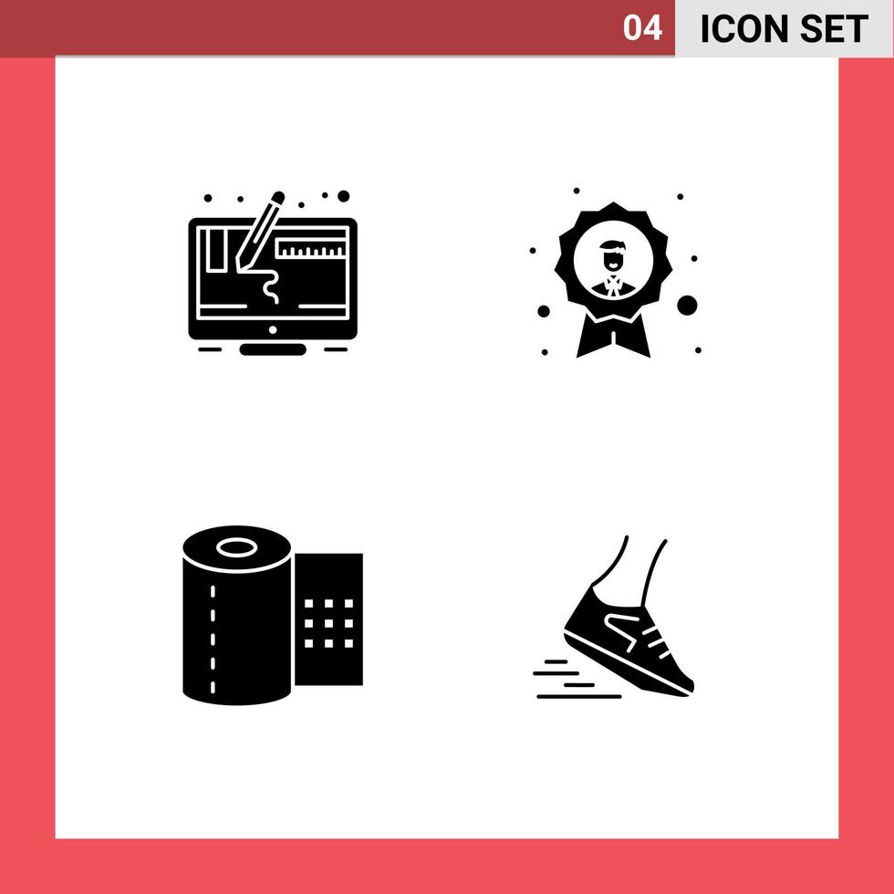 Thematic Vector Solid Glyphs and Editable Symbols of computer bathroom screen badge toilet Editable Vector Design Elements