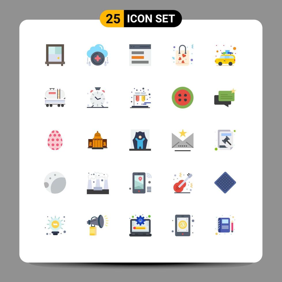 Set of 25 Modern UI Icons Symbols Signs for truck travel user car shopping Editable Vector Design Elements