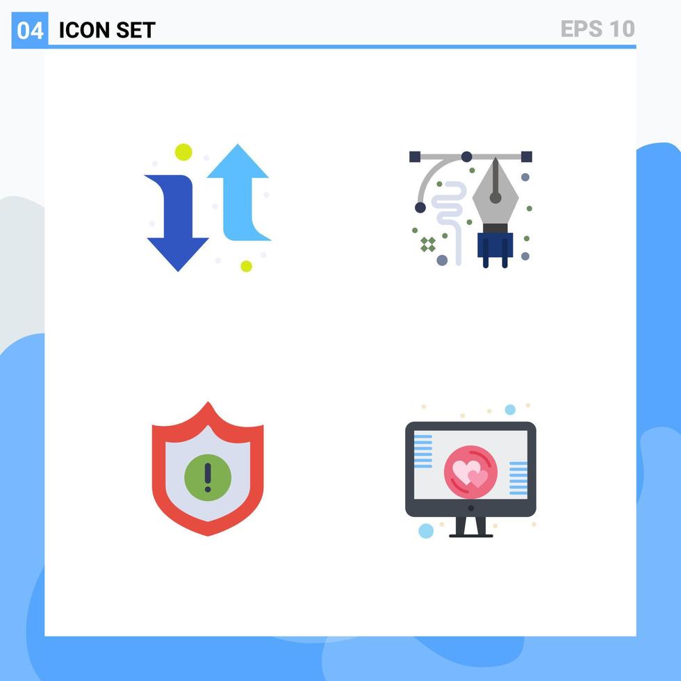 User Interface Pack of 4 Basic Flat Icons of arrow security art pen love Editable Vector Design Elements