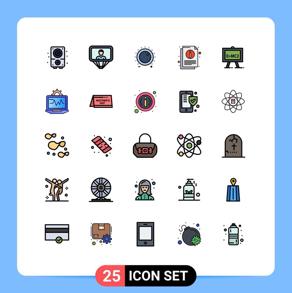 25 Creative Icons Modern Signs and Symbols of chemistry sheet audio information sound Editable Vector Design Elements