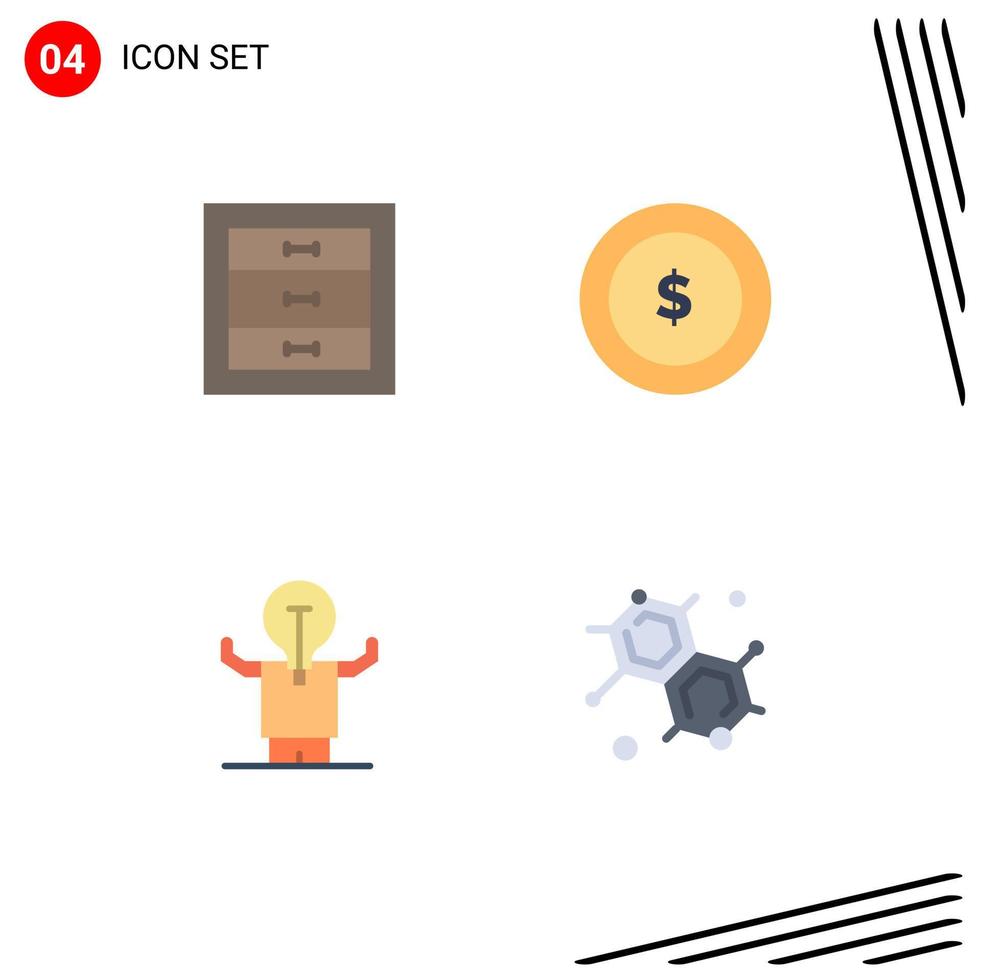 Universal Icon Symbols Group of 4 Modern Flat Icons of boxes man interior finance potential Editable Vector Design Elements