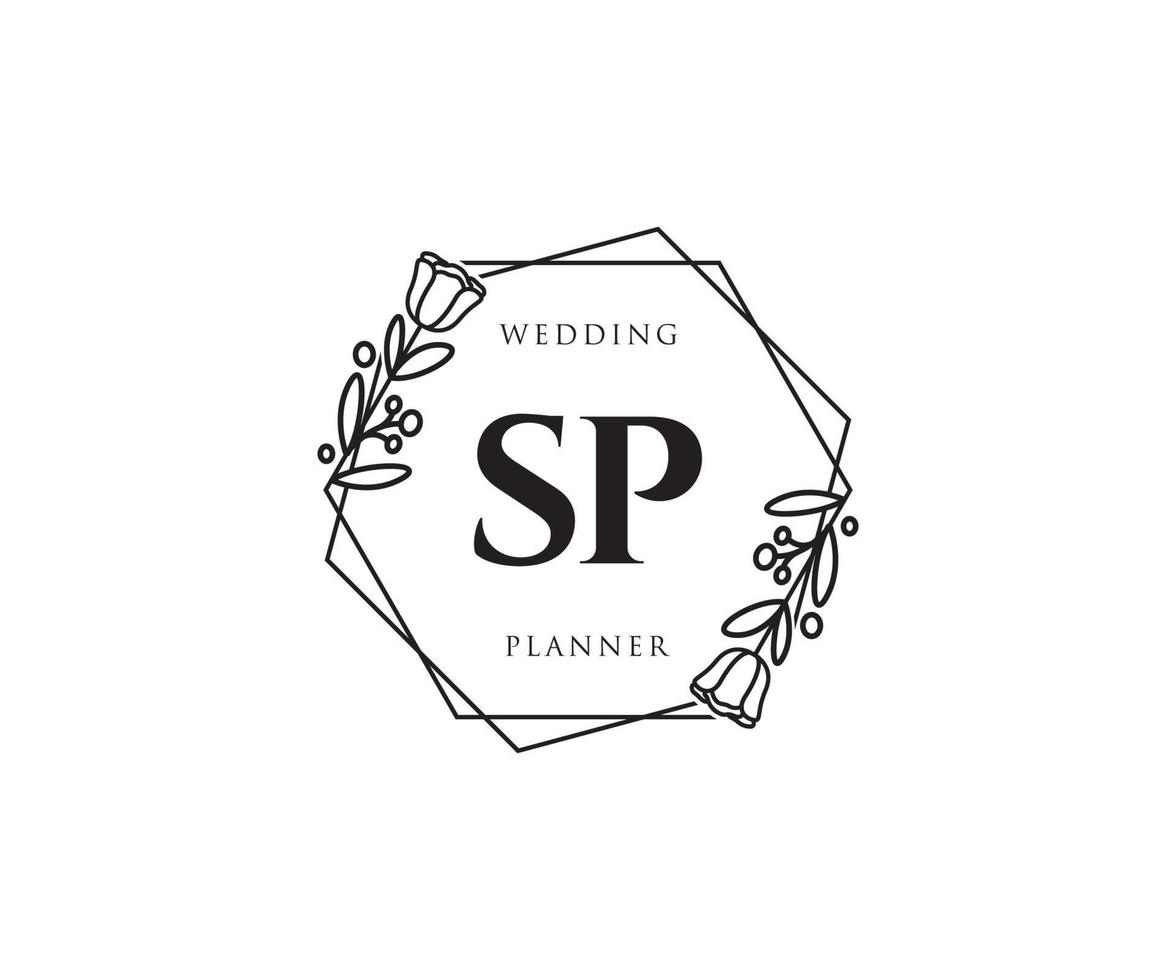 Initial SP feminine logo. Usable for Nature, Salon, Spa, Cosmetic and Beauty Logos. Flat Vector Logo Design Template Element.
