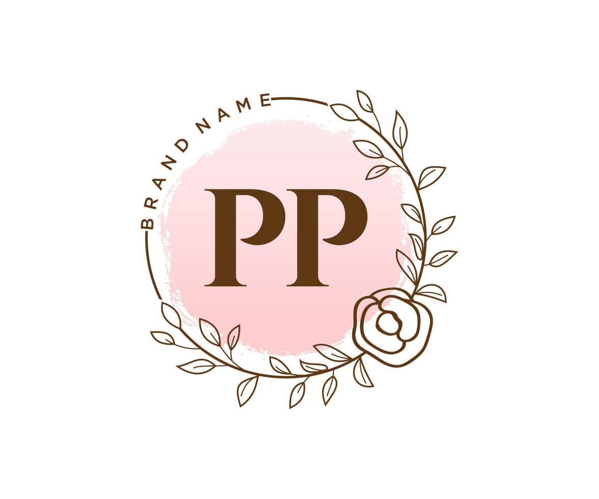 Initial PP feminine logo. Usable for Nature, Salon, Spa, Cosmetic and Beauty Logos. Flat Vector Logo Design Template Element.