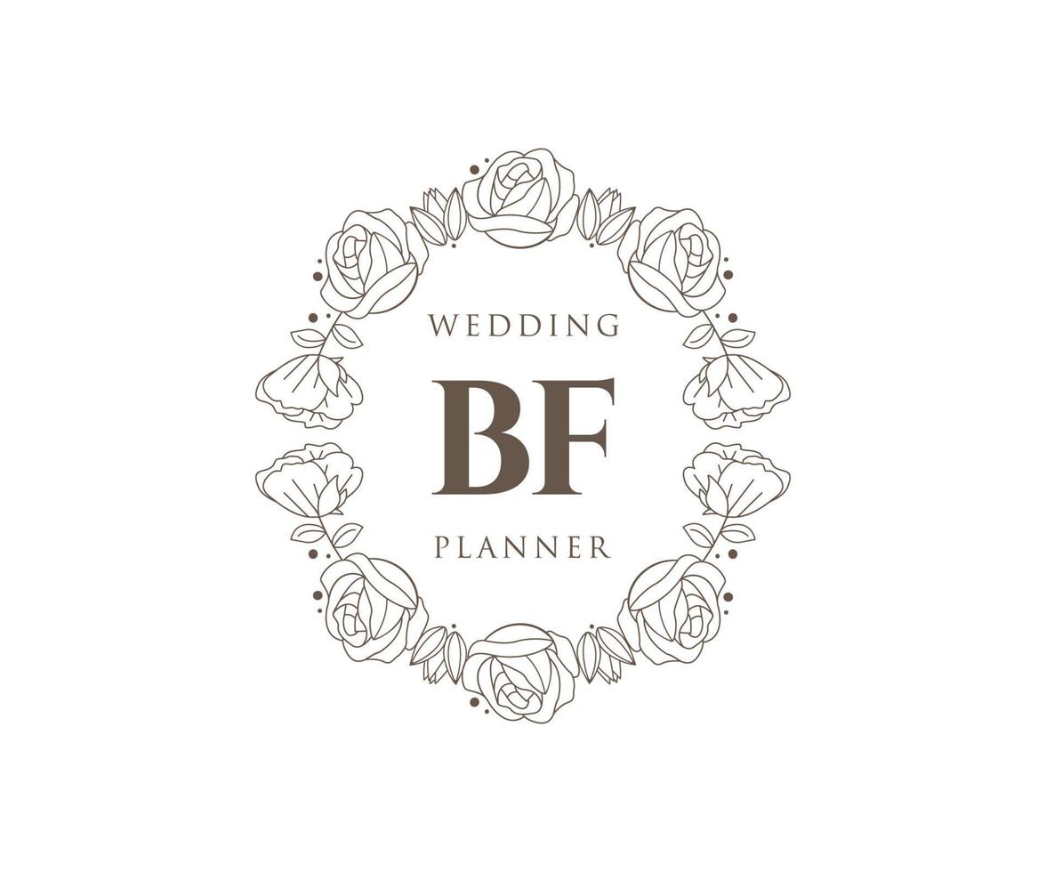 BF Initials letter Wedding monogram logos collection, hand drawn modern minimalistic and floral templates for Invitation cards, Save the Date, elegant identity for restaurant, boutique, cafe in vector