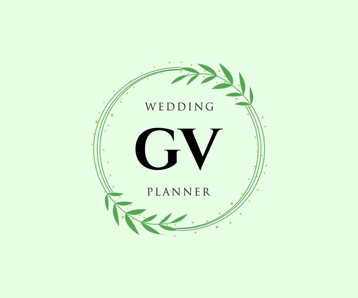 GV Initials letter Wedding monogram logos collection, hand drawn modern minimalistic and floral templates for Invitation cards, Save the Date, elegant identity for restaurant, boutique, cafe in vector