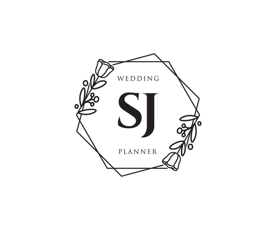 logotipo femenino inicial sj. utilizable para logotipos de naturaleza, salón, spa, cosmética y belleza. elemento de plantilla de diseño de logotipo de vector plano.