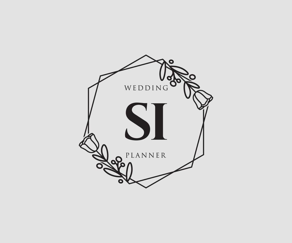 Initial SI feminine logo. Usable for Nature, Salon, Spa, Cosmetic and Beauty Logos. Flat Vector Logo Design Template Element.