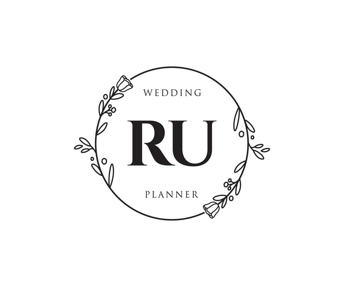 Initial RU feminine logo. Usable for Nature, Salon, Spa, Cosmetic and Beauty Logos. Flat Vector Logo Design Template Element.