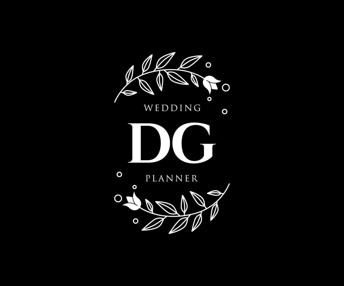 DG Initials letter Wedding monogram logos collection, hand drawn modern minimalistic and floral templates for Invitation cards, Save the Date, elegant identity for restaurant, boutique, cafe in vector