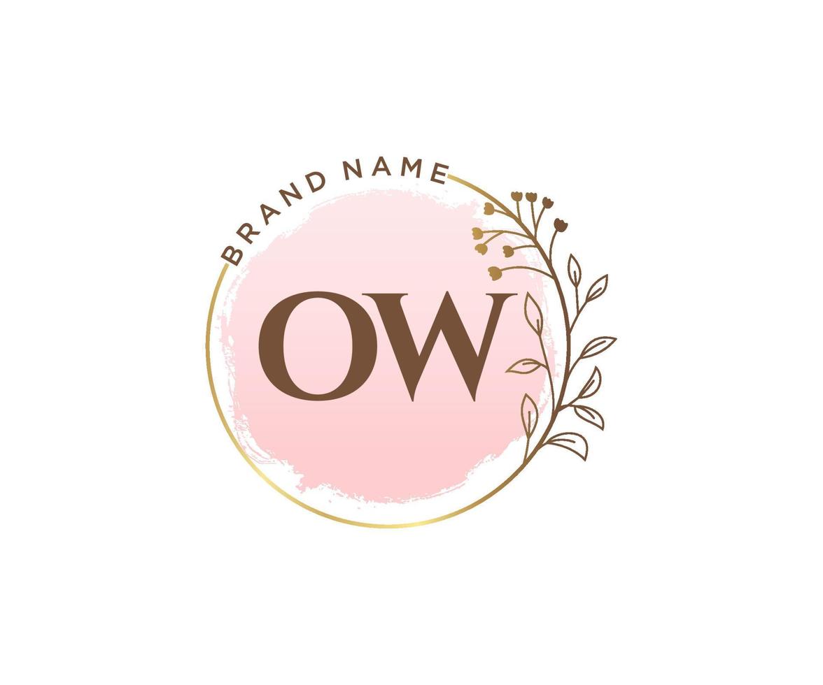 Initial OW feminine logo. Usable for Nature, Salon, Spa, Cosmetic and Beauty Logos. Flat Vector Logo Design Template Element.