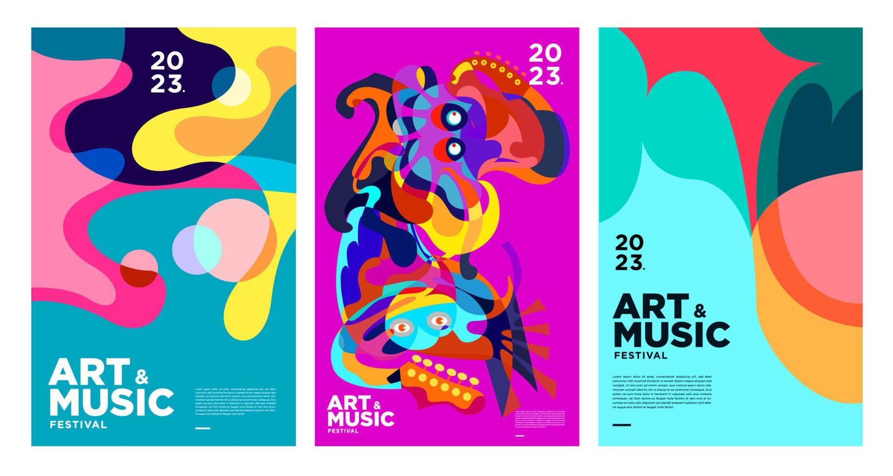 Summer Colorful Art and Music Festival Poster and Cover Template 2023 vector