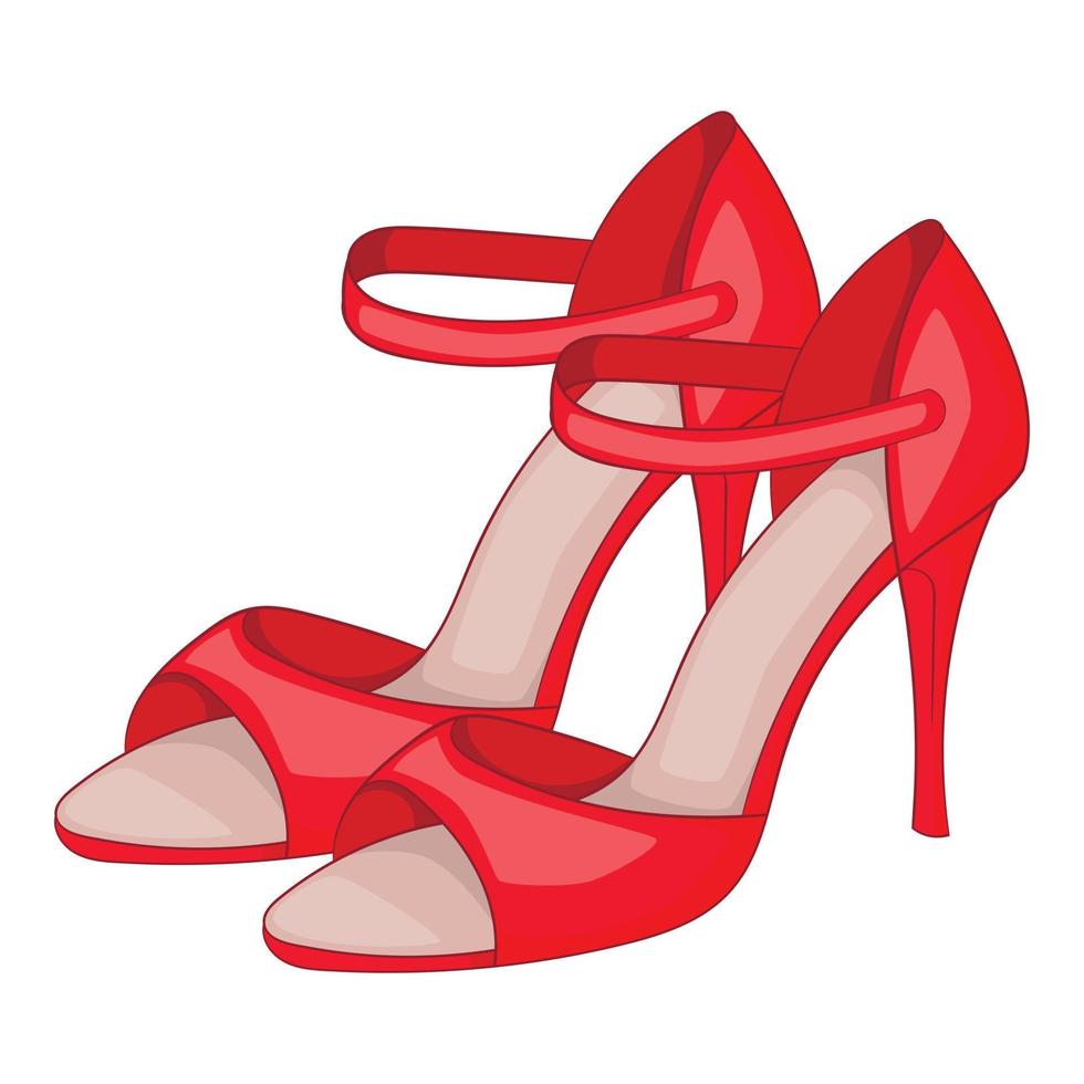 icono de tacones altos de tango de mujer roja, estilo de dibujos animados vector