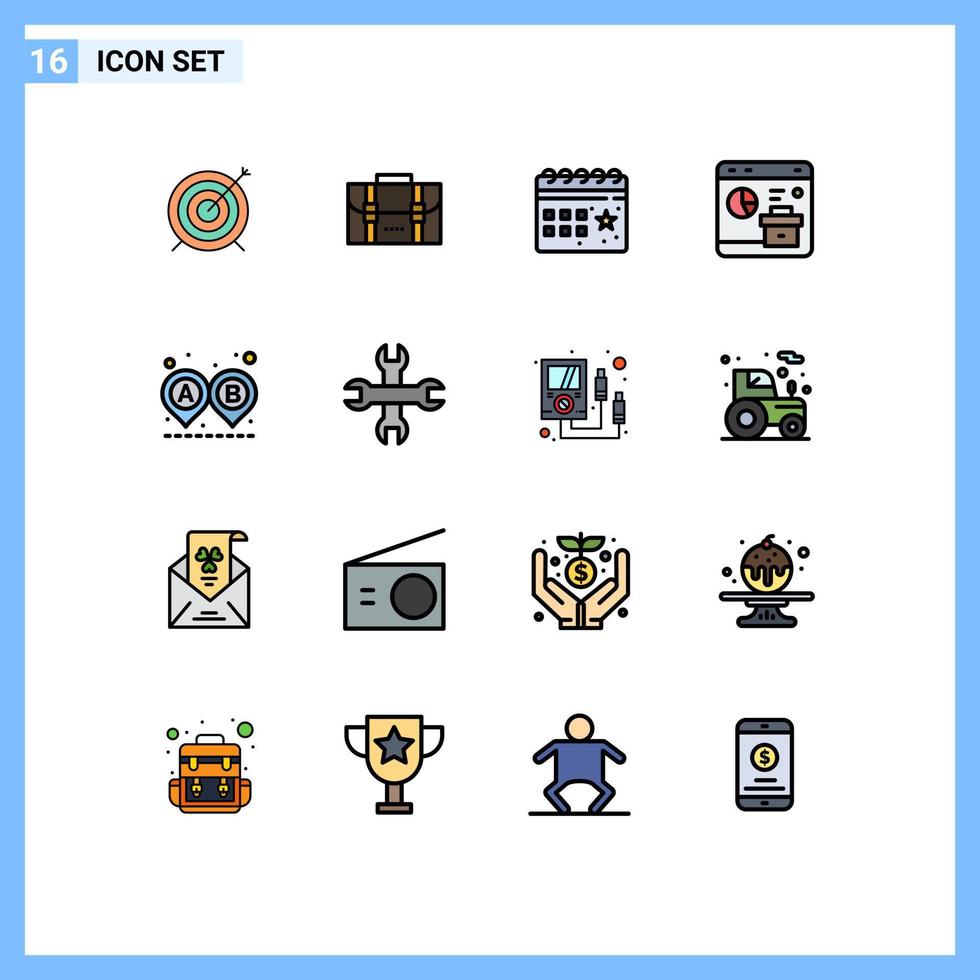 conjunto de 16 iconos modernos de la interfaz de usuario signos de símbolos para los elementos de diseño de vectores creativos editables de la fiesta de negocios del calendario de datos se