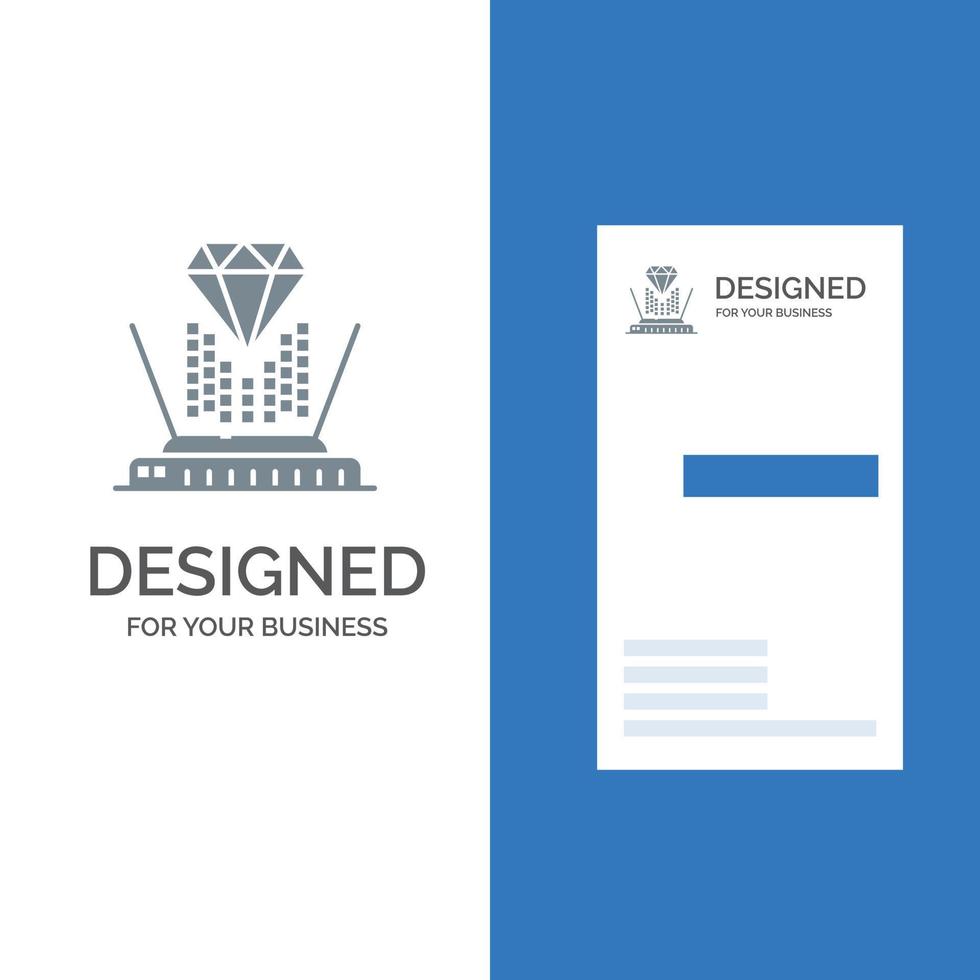 Hologram Projection Technology Diamond Grey Logo Design and Business Card Template vector