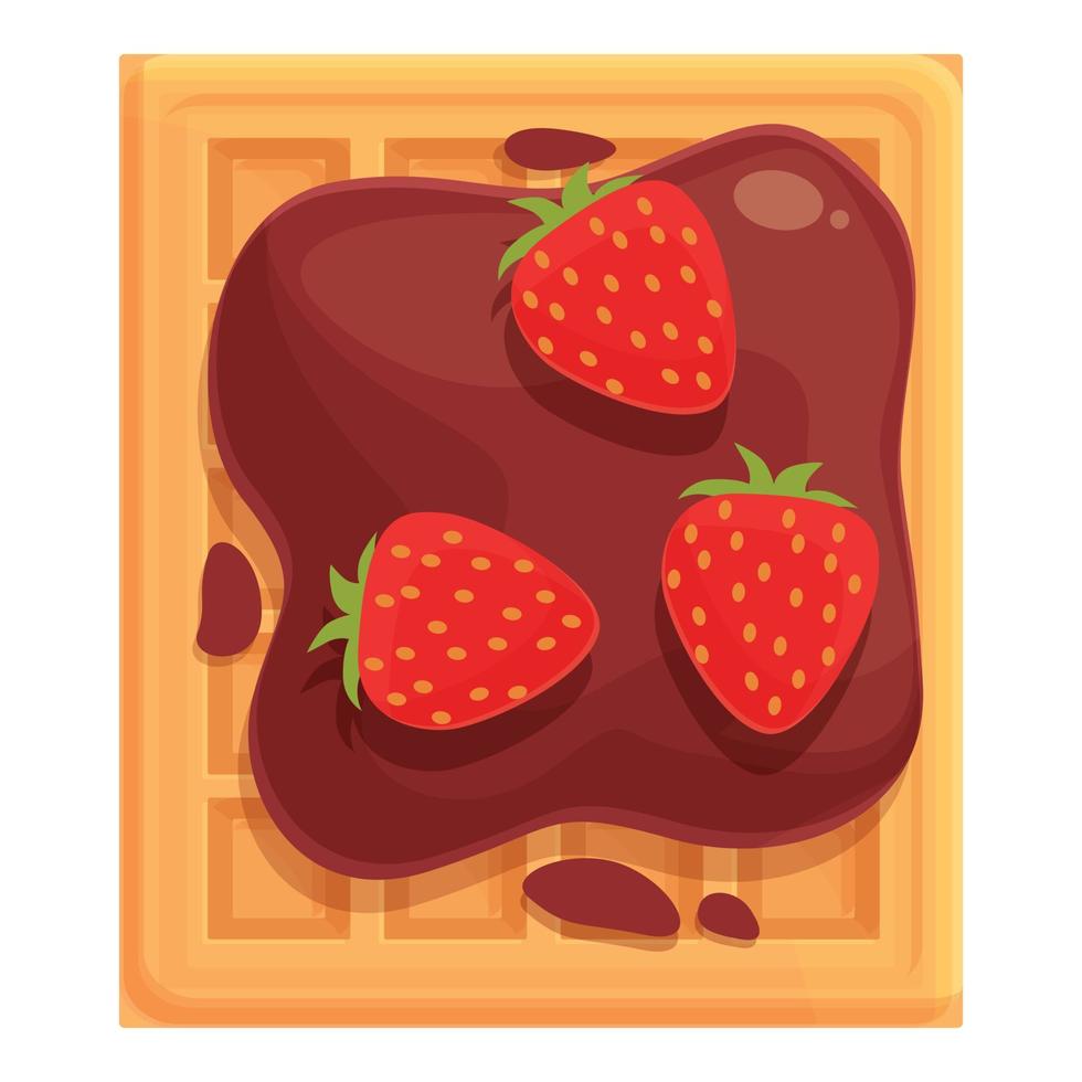Cream chocolate waffle icon cartoon vector. Belgian food vector