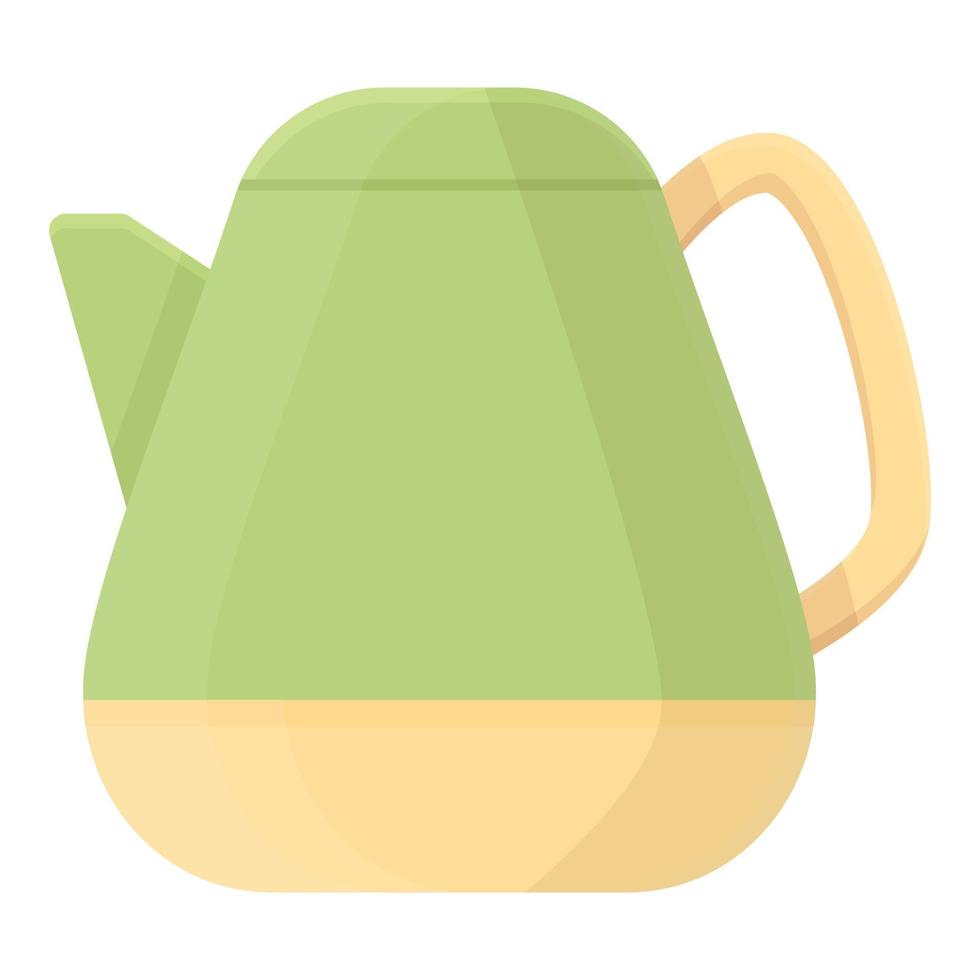 Green decor kettle icon cartoon vector. Electric water pot vector