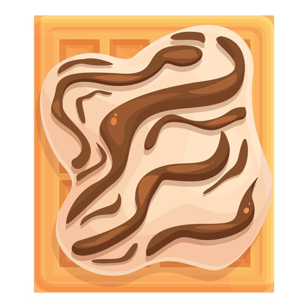 Milk chocolate waffle icon cartoon vector. Belgian food vector