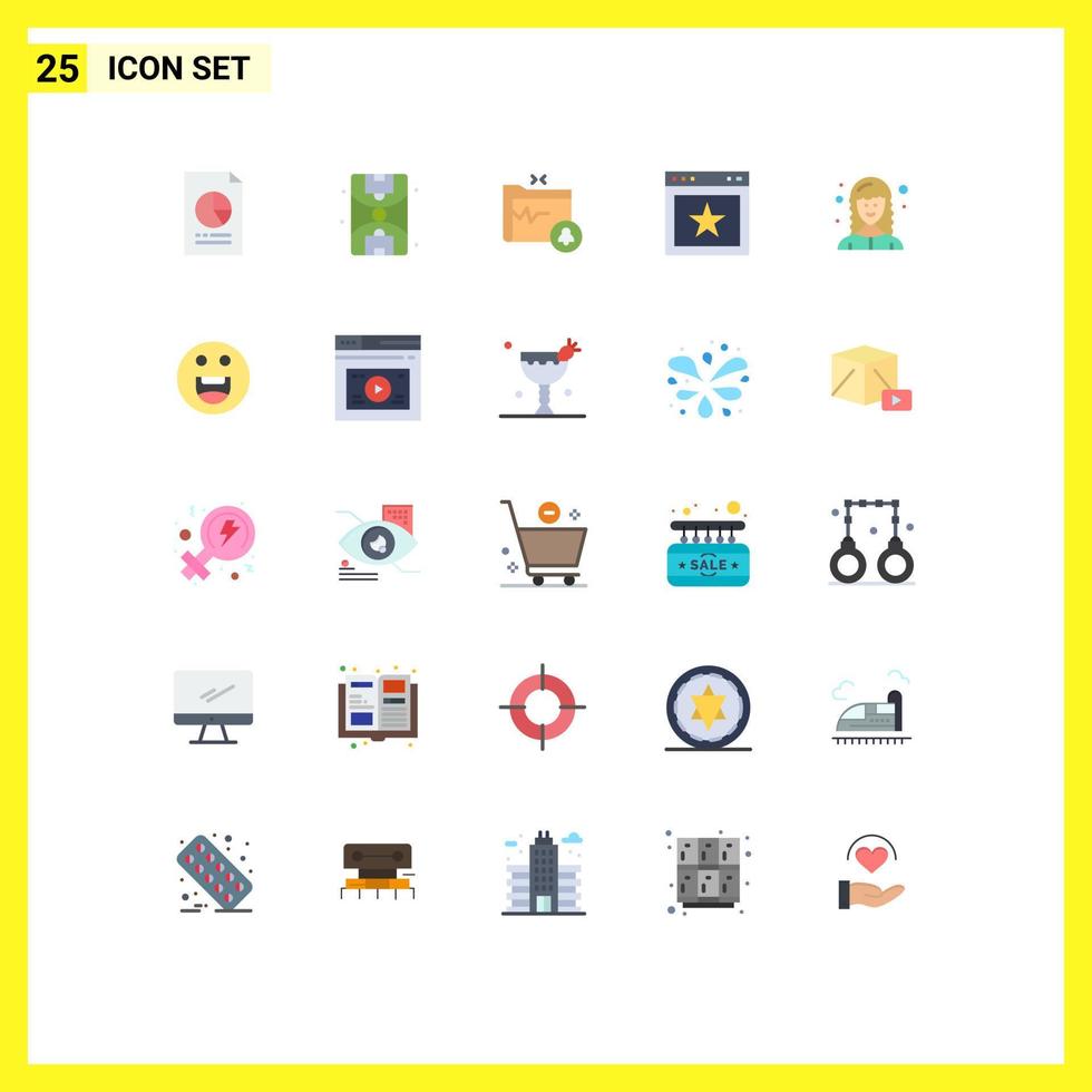 Set of 25 Vector Flat Colors on Grid for female website document favorite article Editable Vector Design Elements