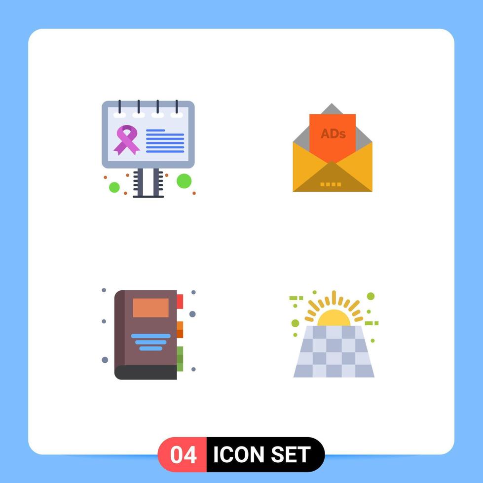 Set of 4 Vector Flat Icons on Grid for advertisement back to school sign email education Editable Vector Design Elements