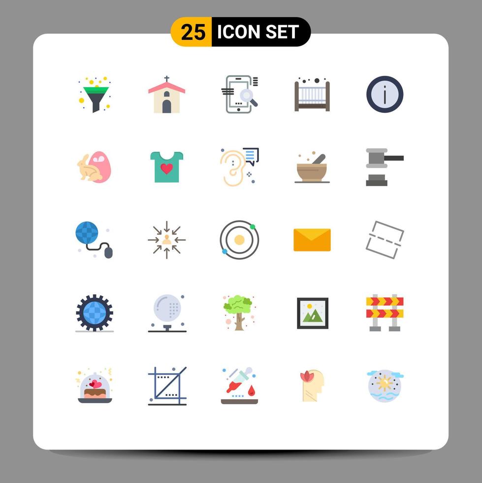 conjunto de 25 iconos de interfaz de usuario modernos signos de símbolos para búsqueda de cuna de información mala configuración elementos de diseño vectorial editables vector