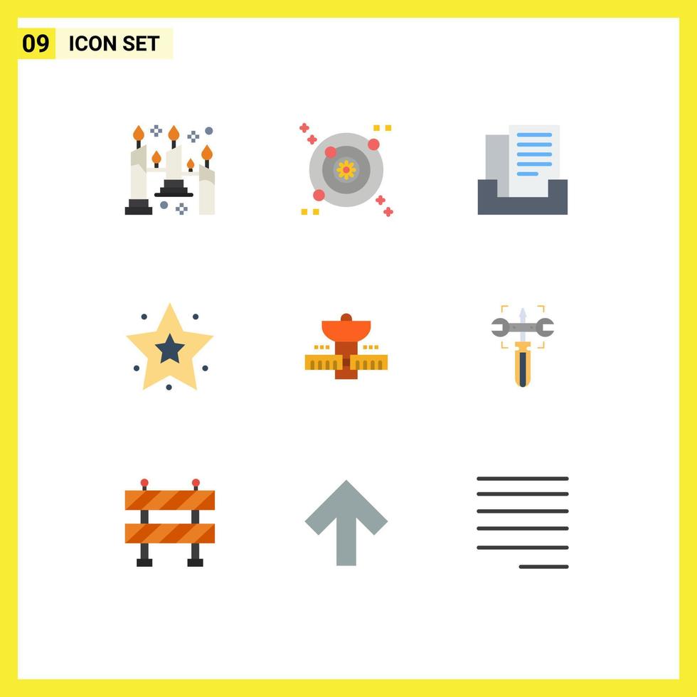 9 Flat Color concept for Websites Mobile and Apps space satelite outbox space star Editable Vector Design Elements