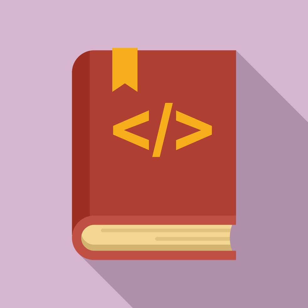 Programming book icon flat vector. Online education vector