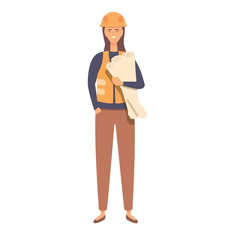 vector de dibujos animados de icono de gran plan de negocios. mujer ingeniera