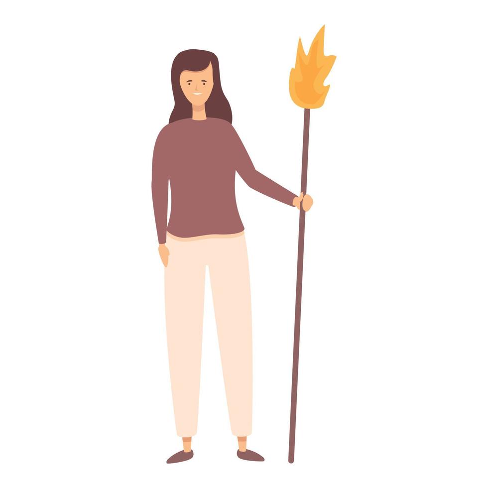 vector de dibujos animados de icono de niña de espectáculo de fuego. evento divertido