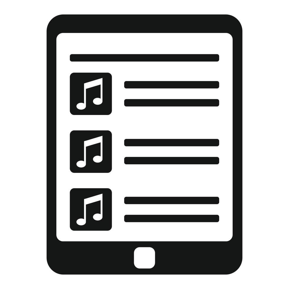 vector simple de icono de lista de reproducción de tableta. aplicación de lista de canciones
