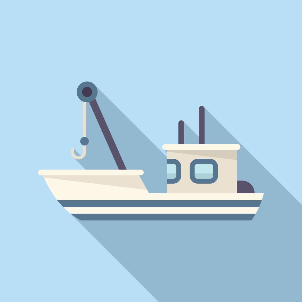 Fish boat net icon flat vector. Sea vessel vector