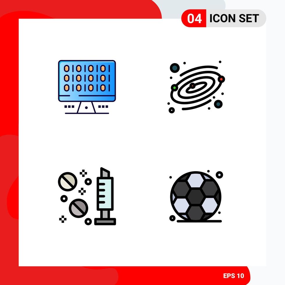 Set of 4 Modern UI Icons Symbols Signs for web medicine server space sport Editable Vector Design Elements