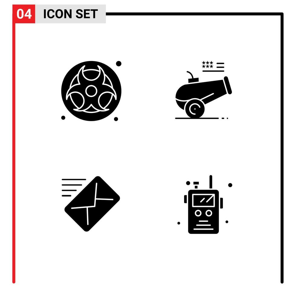 4 Creative Icons Modern Signs and Symbols of gas mail waste howitzer sent Editable Vector Design Elements