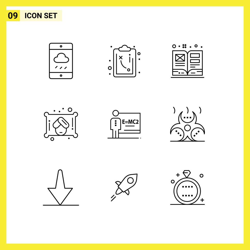 9 Universal Outlines Set for Web and Mobile Applications room class book classroom towel Editable Vector Design Elements