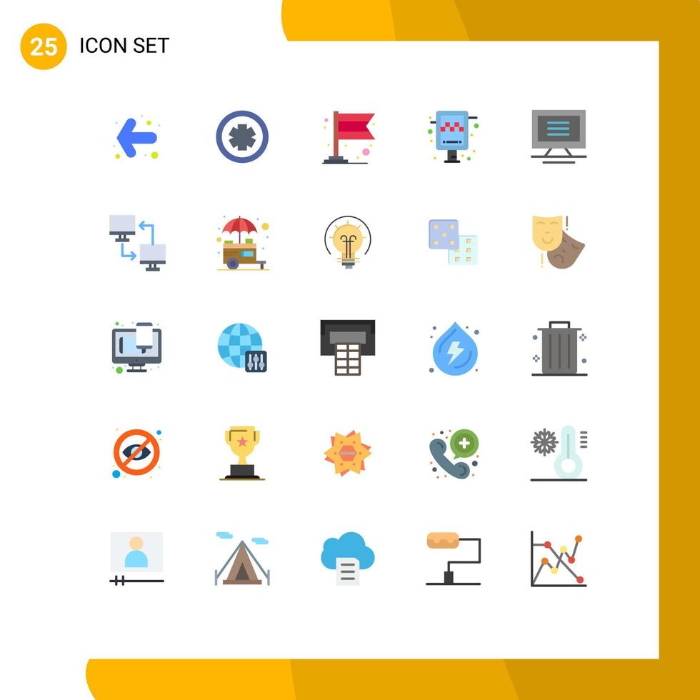 Modern Set of 25 Flat Colors Pictograph of computer computer carnival monitor station Editable Vector Design Elements