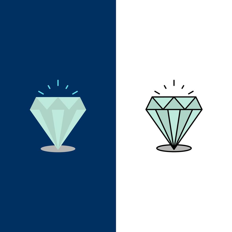 Diamond Shine Expensive Stone  Icons Flat and Line Filled Icon Set Vector Blue Background