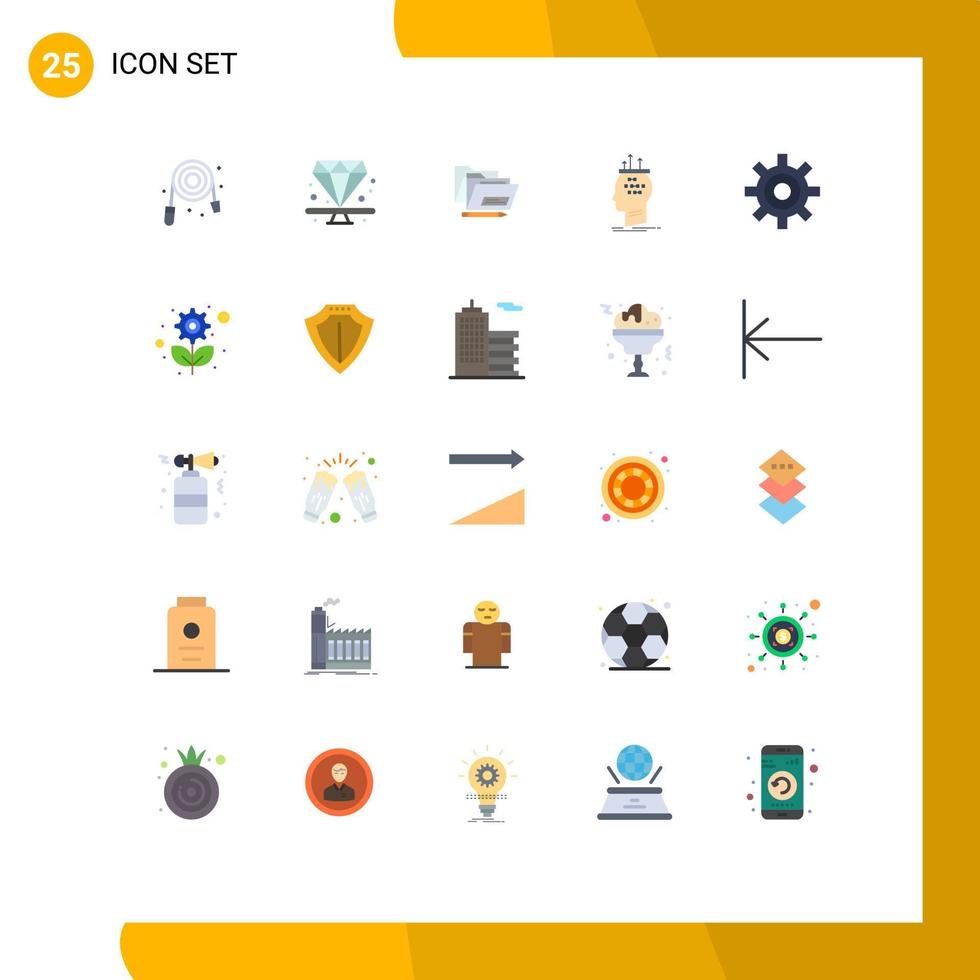 Pictogram Set of 25 Simple Flat Colors of gear process file conclusion algorithm Editable Vector Design Elements