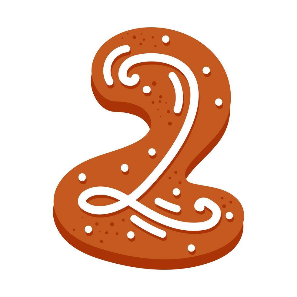 Number two made of glazed gingerbread vector