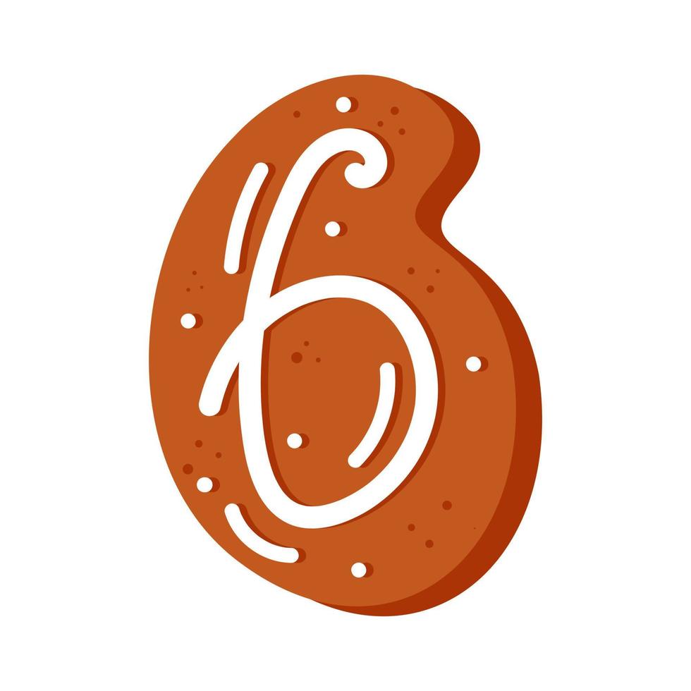 Number six made of glazed gingerbread vector