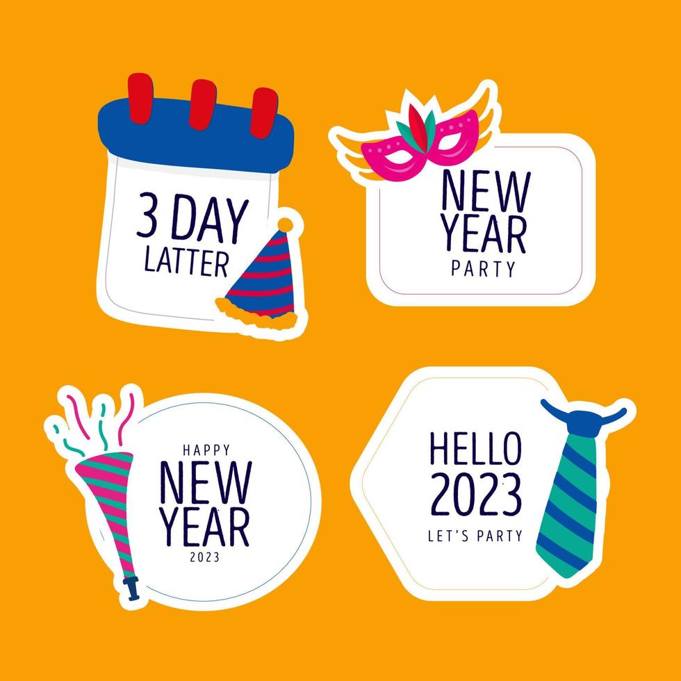 Flat new year 2023 label collection vector