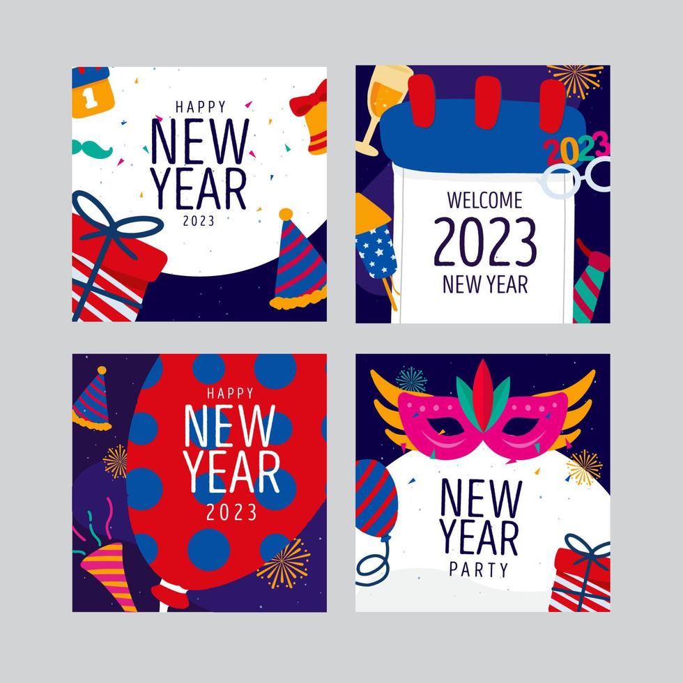 Social media new year celebrate template design. Vector illustration templates suitable for web banners, social media posts, mobile app, internet ads