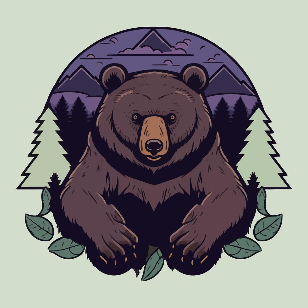 ilustración del concepto de logotipo de cabeza de oso salvaje para icono de mascota o póster vector