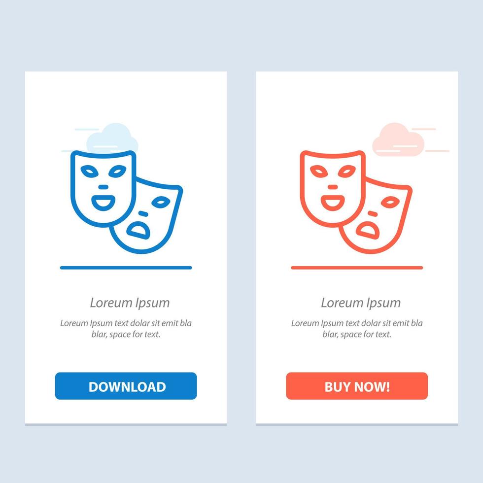 máscaras roles teatro madrigal azul y rojo descargar y comprar ahora widget web plantilla de tarjeta vector
