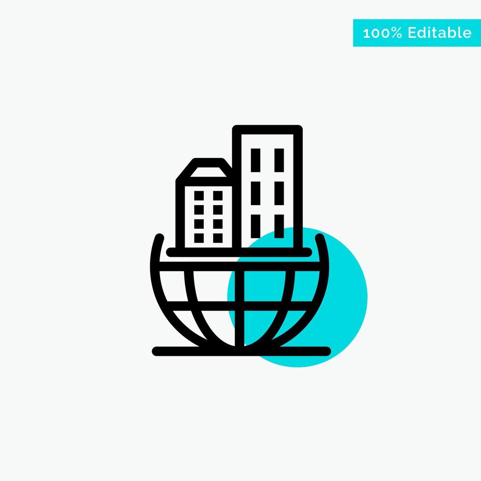 Global Organization Architecture Business Sustainable turquoise highlight circle point Vector icon