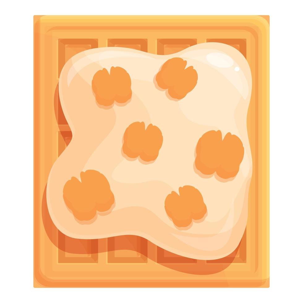 Nut waffle icon cartoon vector. Belgian food vector